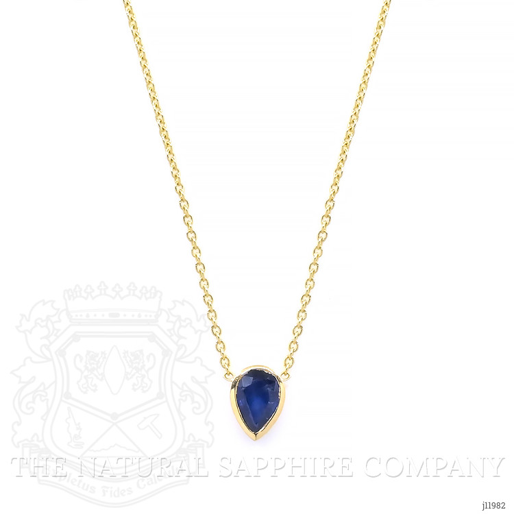 0.46 Ct. Blue Sapphire Bezel Necklace, 14K Yellow Gold