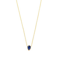 0.46 Ct. Blue Sapphire Bezel Necklace, 14K Yellow Gold Image