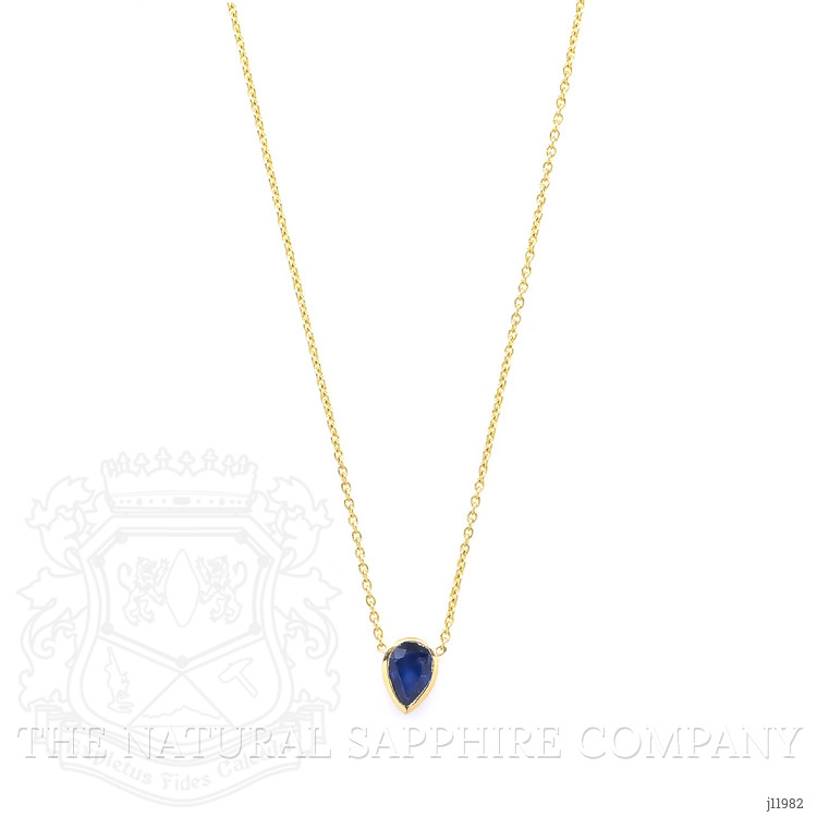 0.46 Ct. Blue Sapphire Bezel Necklace, 14K Yellow Gold