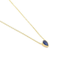 0.46 Ct. Blue Sapphire Bezel Necklace, 14K Yellow Gold Image