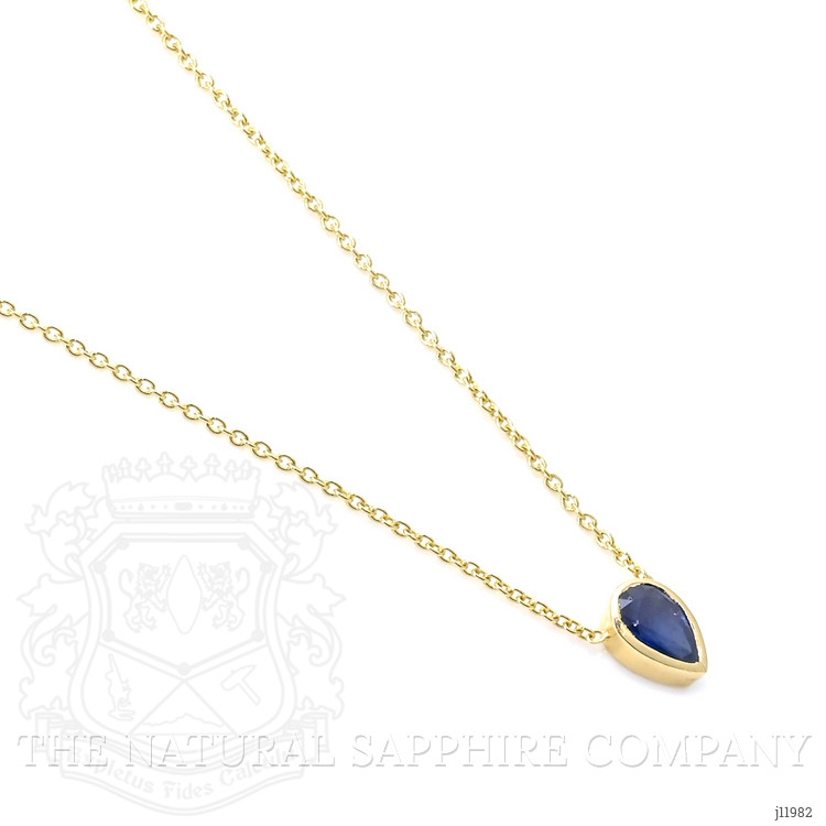 0.46 Ct. Blue Sapphire Bezel Necklace, 14K Yellow Gold