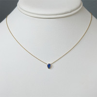 0.46 Ct. Blue Sapphire Bezel Necklace, 14K Yellow Gold Life Style