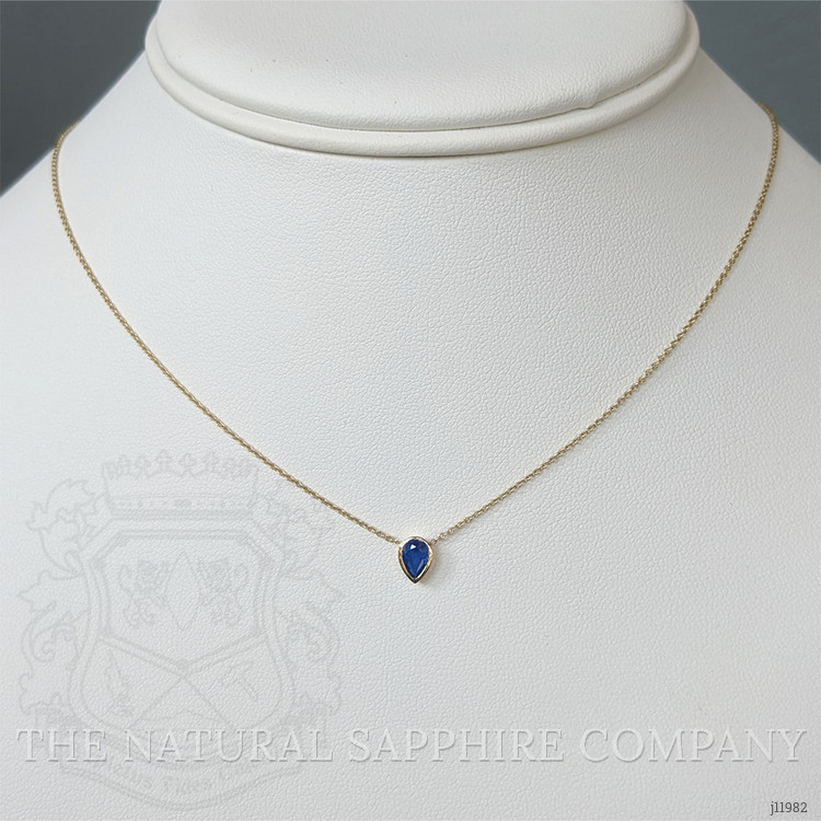 0.46 Ct. Blue Sapphire Bezel Necklace, 14K Yellow Gold