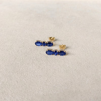 0.65&nbsp;Ct.Tw.Total Carat Weight Blue Sapphire Studs Earrings, 14K Yellow Gold Life Style