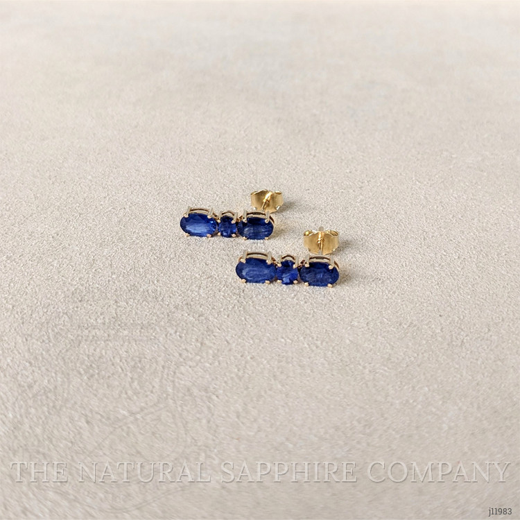 0.65 Ct.Tw. Blue Sapphire Studs Earrings, 14K Yellow Gold