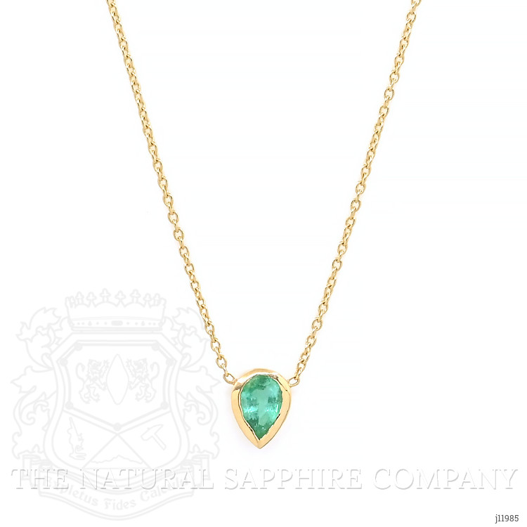 0.40 Ct. Emerald Bezel Necklace, 18K Yellow Gold