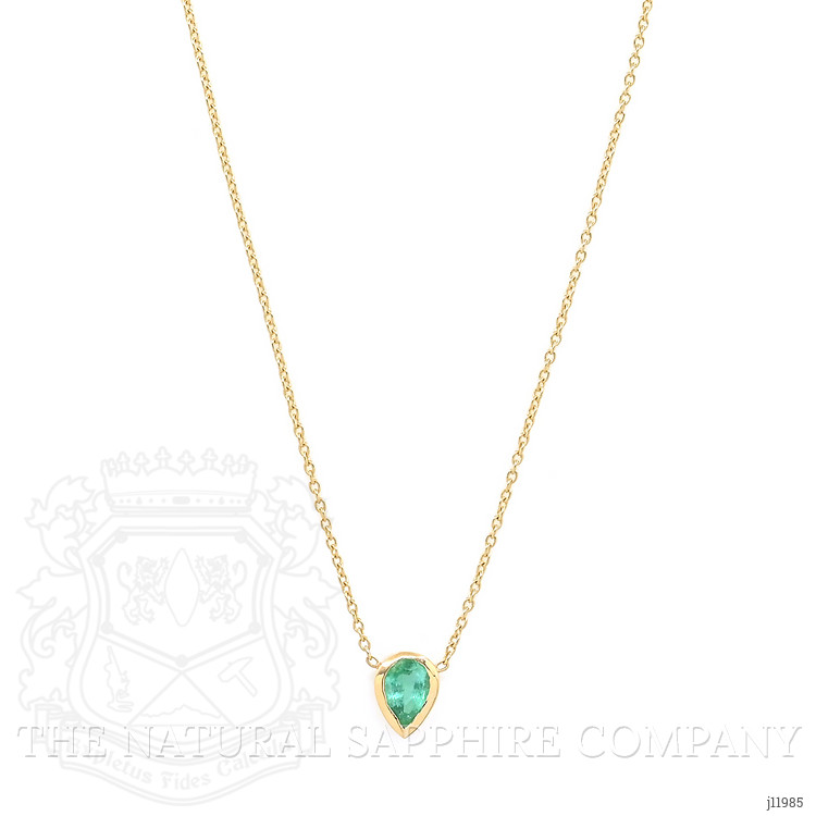 0.40 Ct. Emerald Bezel Necklace, 18K Yellow Gold