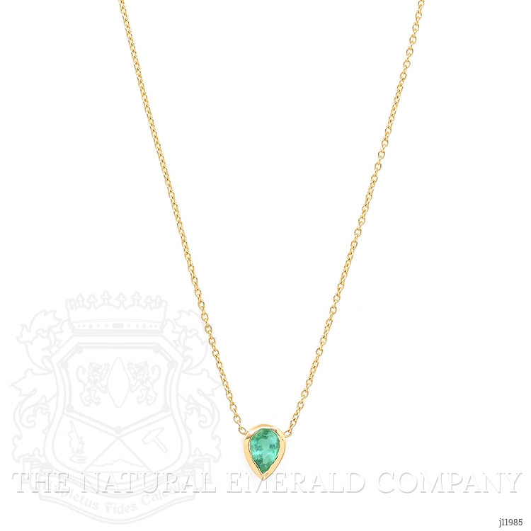 0.40 Ct. Emerald Bezel Necklace, 18K Yellow Gold