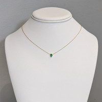 0.40 Ct. Emerald Bezel Necklace, 18K Yellow Gold Life Style