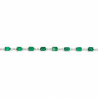 3.78 Ct.Tw.Total Carat Weight Emerald and Natural Diamond Tennis/Line Bracelet, 18K White Gold Image