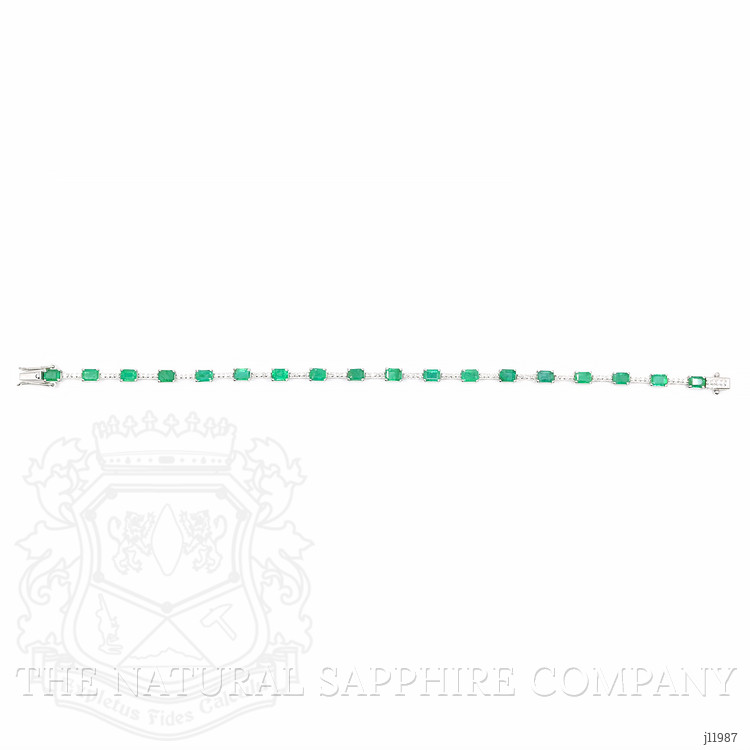 3.78 Ct.Tw. Emerald and Natural Diamond Tennis/Line Bracelet, 18K White Gold