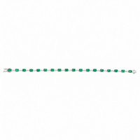 3.78 Ct.Tw.Total Carat Weight Emerald and Natural Diamond Tennis/Line Bracelet, 18K White Gold Image