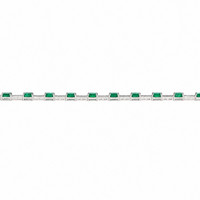 3.78 Ct.Tw.Total Carat Weight Emerald and Natural Diamond Tennis/Line Bracelet, 18K White Gold Image