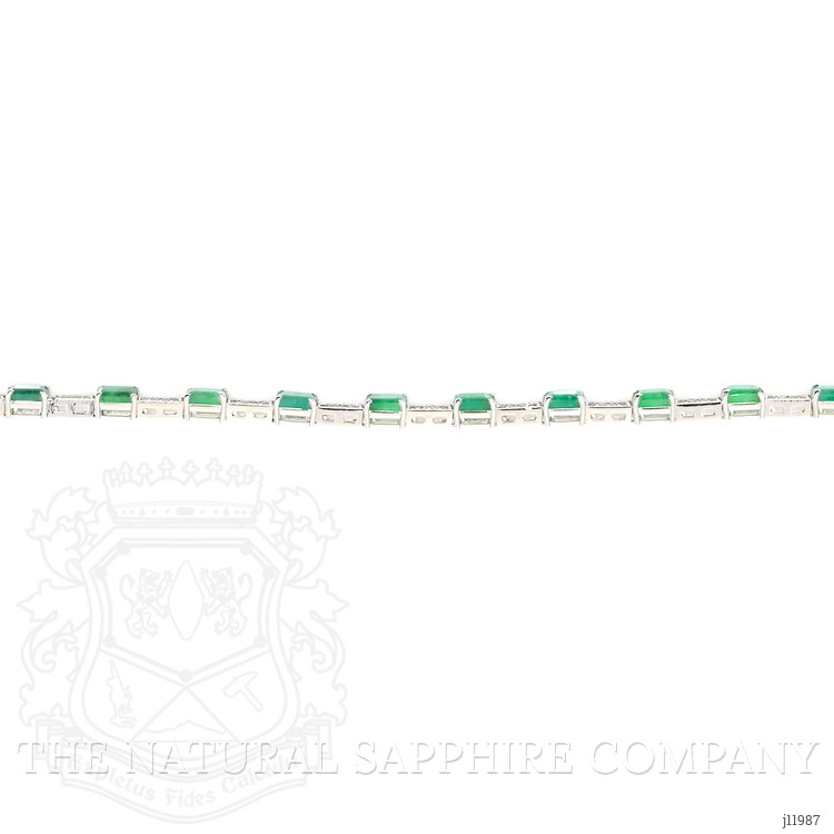 3.78 Ct.Tw. Emerald and Natural Diamond Tennis/Line Bracelet, 18K White Gold