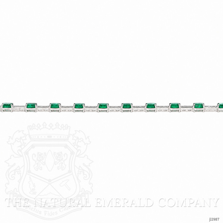 3.78 Ct.Tw. Emerald and Natural Diamond Tennis/Line Bracelet, 18K White Gold