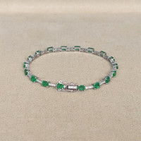 3.78 Ct.Tw.Total Carat Weight Emerald and Natural Diamond Tennis/Line Bracelet, 18K White Gold Life Style