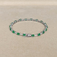 3.78 Ct.Tw.Total Carat Weight Emerald and Natural Diamond Tennis/Line Bracelet, 18K White Gold Life Style