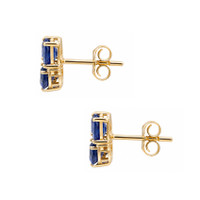 4.01&nbsp;Ct.Tw.Total Carat Weight Blue Sapphire and Natural Diamond Studs Earrings, 14K Yellow Gold Image