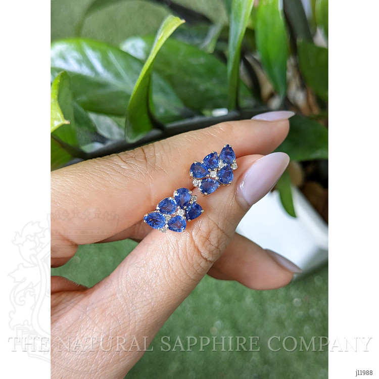 4.01 Ct.Tw. Blue Sapphire and Natural Diamond Studs Earrings, 14K Yellow Gold