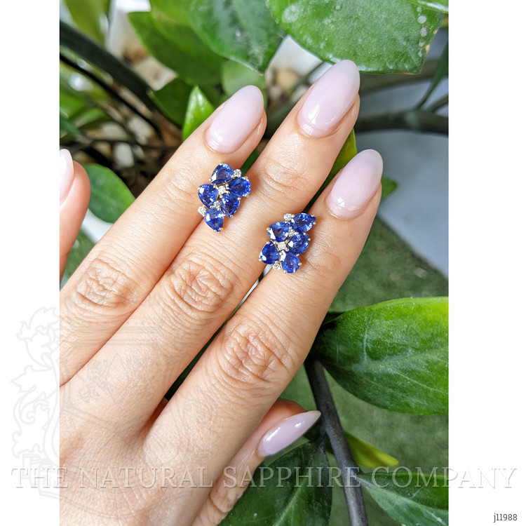 4.01 Ct.Tw. Blue Sapphire and Natural Diamond Studs Earrings, 14K Yellow Gold