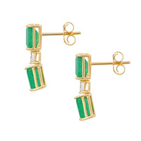 3.76&nbsp;Ct.Tw.Total Carat Weight Emerald and Natural Diamond Studs Earrings, 14K Yellow Gold Image