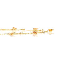 4.40 Ct. Orange Sapphire and Natural Diamond Bezel Necklace, 14K Yellow Gold Image
