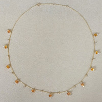 4.40 Ct. Orange Sapphire and Natural Diamond Bezel Necklace, 14K Yellow Gold Life Style