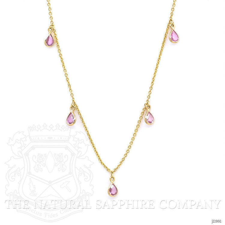 1.36 Ct. Pink Sapphire Bezel Necklace, 14K Yellow Gold