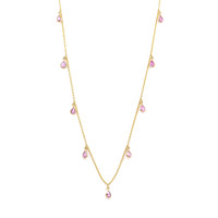 1.36 Ct. Pink Sapphire Bezel Necklace, 14K Yellow Gold Image