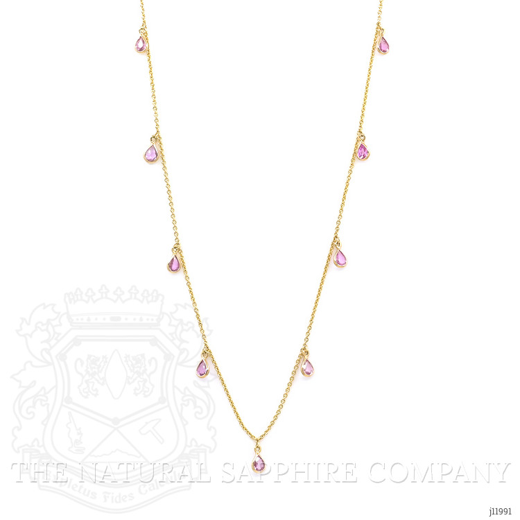 1.36 Ct. Pink Sapphire Bezel Necklace, 14K Yellow Gold