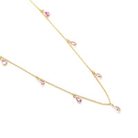 1.36 Ct. Pink Sapphire Bezel Necklace, 14K Yellow Gold Image