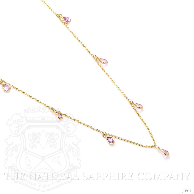 1.36 Ct. Pink Sapphire Bezel Necklace, 14K Yellow Gold