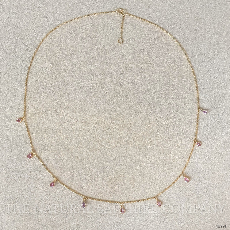1.36 Ct. Pink Sapphire Bezel Necklace, 14K Yellow Gold