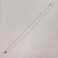 0.49 Ct. Pinkish Red Ruby and Natural Diamond Pave Necklace, 18K Yellow Gold Life Style