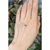 0.49 Ct. Pinkish Red Ruby and Natural Diamond Pave Necklace, 18K Yellow Gold Life Style