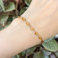 5.06&nbsp;Ct.Tw.Total Carat Weight Orange Sapphire Bezel Bracelet, 14K Yellow Gold Life Style