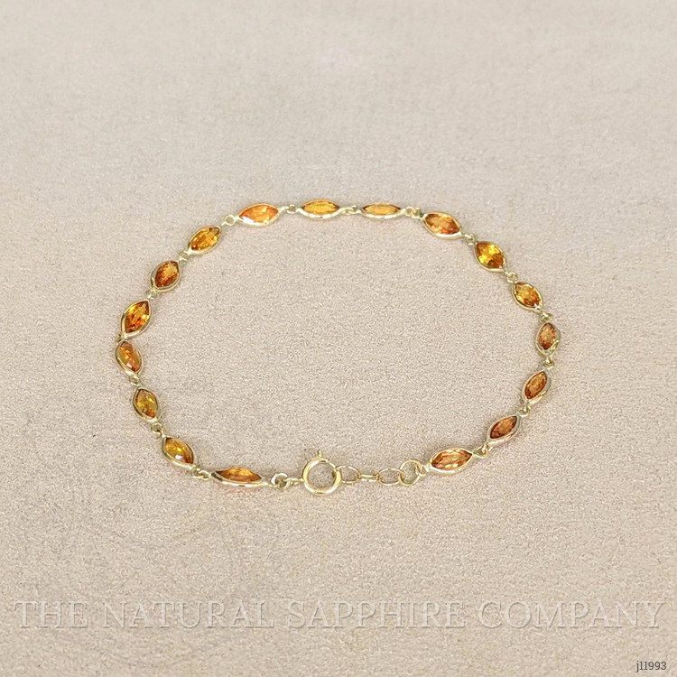 5.06 Ct.Tw. Orange Sapphire Bezel Bracelet, 14K Yellow Gold