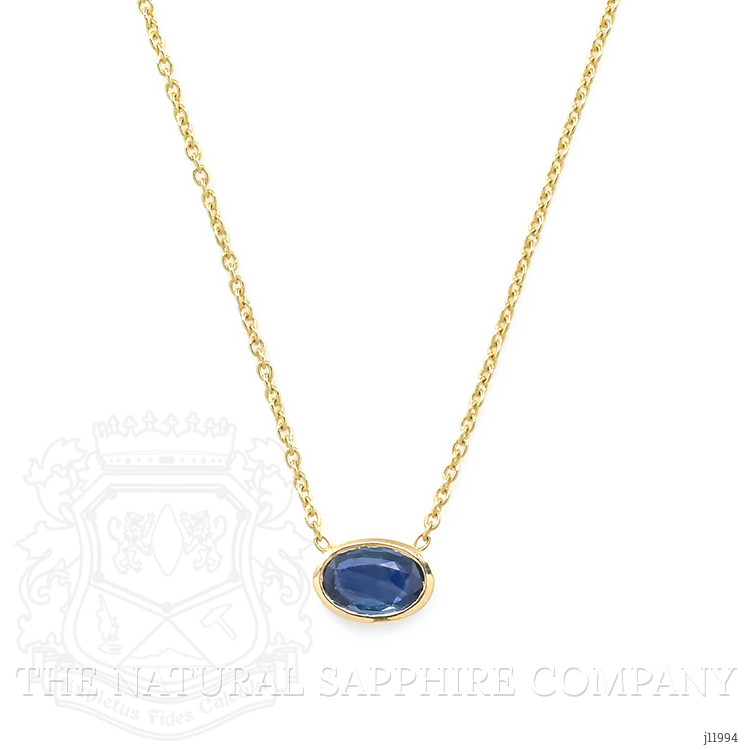 0.52 Ct. Blue Sapphire Bezel Necklace, 14K Yellow Gold
