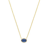 0.52 Ct. Blue Sapphire Bezel Necklace, 14K Yellow Gold Image