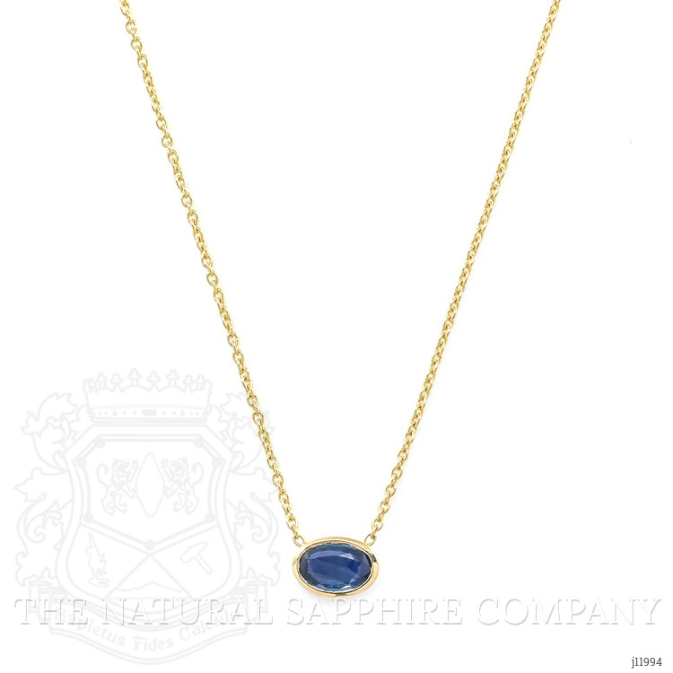 0.52 Ct. Blue Sapphire Bezel Necklace, 14K Yellow Gold