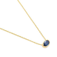 0.52 Ct. Blue Sapphire Bezel Necklace, 14K Yellow Gold Image
