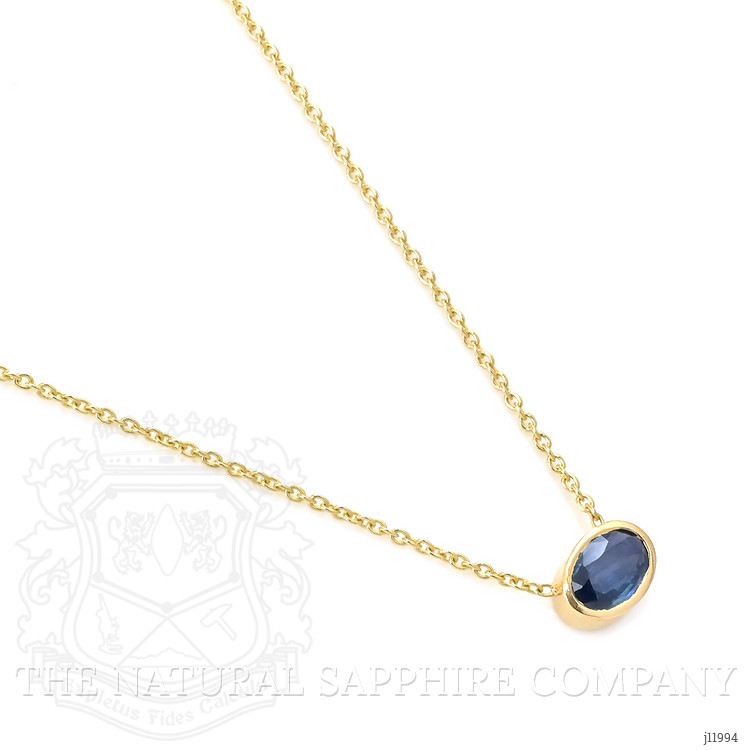 0.52 Ct. Blue Sapphire Bezel Necklace, 14K Yellow Gold
