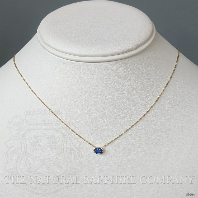0.52 Ct. Blue Sapphire Bezel Necklace, 14K Yellow Gold