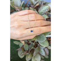 0.52 Ct. Blue Sapphire Bezel Necklace, 14K Yellow Gold Life Style