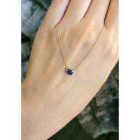 0.52 Ct. Blue Sapphire Bezel Necklace, 14K Yellow Gold Life Style