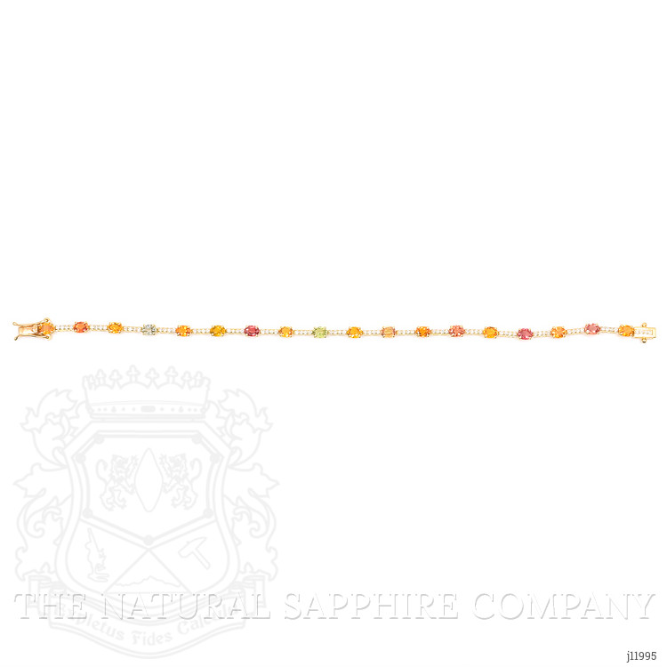 3.61 Ct.Tw. Multi Color Sapphire and Natural Diamond Tennis/Line Bracelet, 18K Yellow Gold