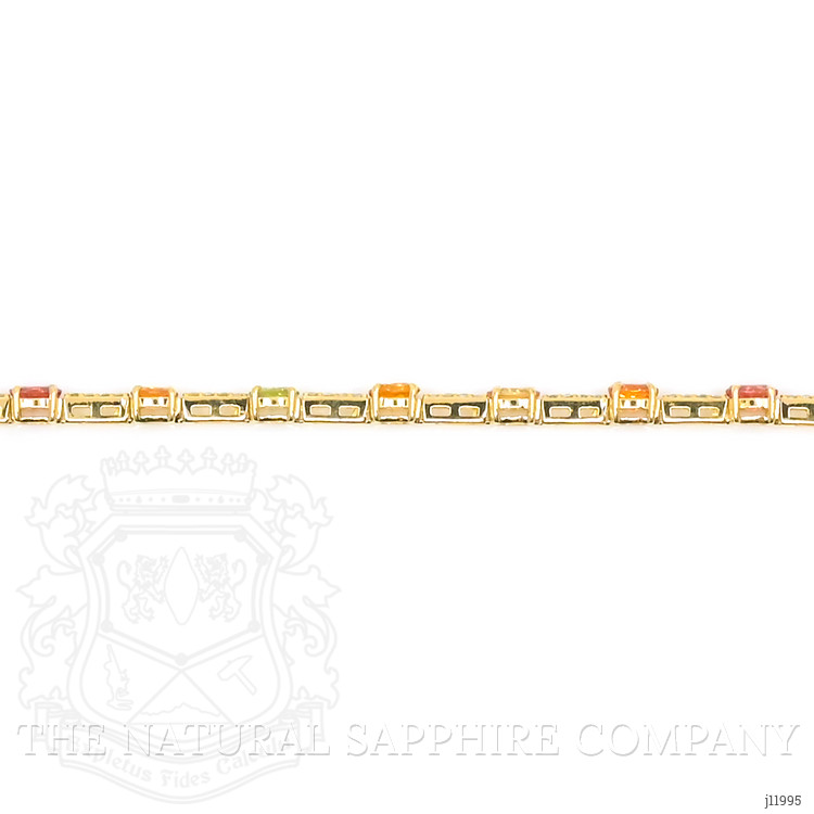 3.61 Ct.Tw. Multi Color Sapphire and Natural Diamond Tennis/Line Bracelet, 18K Yellow Gold
