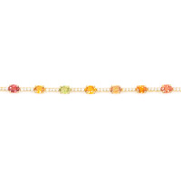 3.61&nbsp;Ct.Tw.Total Carat Weight Multi Color Sapphire and Natural Diamond Tennis/Line Bracelet, 18K Yellow Gold Image