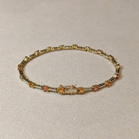 3.61&nbsp;Ct.Tw.Total Carat Weight Multi Color Sapphire and Natural Diamond Tennis/Line Bracelet, 18K Yellow Gold Life Style