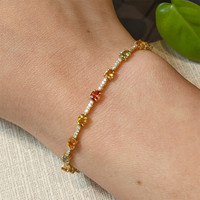 3.61&nbsp;Ct.Tw.Total Carat Weight Multi Color Sapphire and Natural Diamond Tennis/Line Bracelet, 18K Yellow Gold Life Style